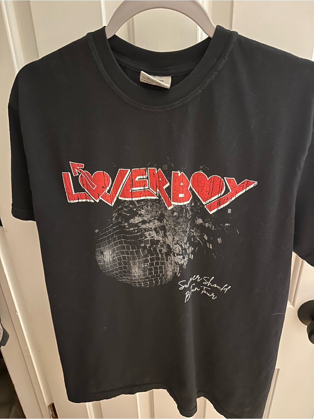 Black 'Loverboy' Graphic Crewneck T‑Shirt. Size M